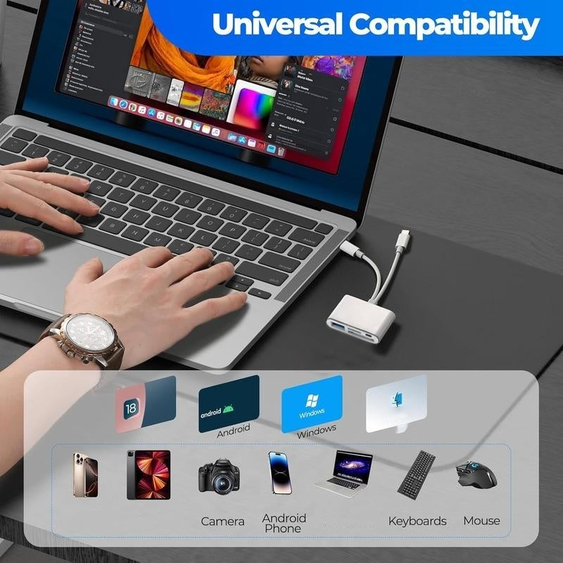 Lecteur de carte mémoire USB-C 3-en-1