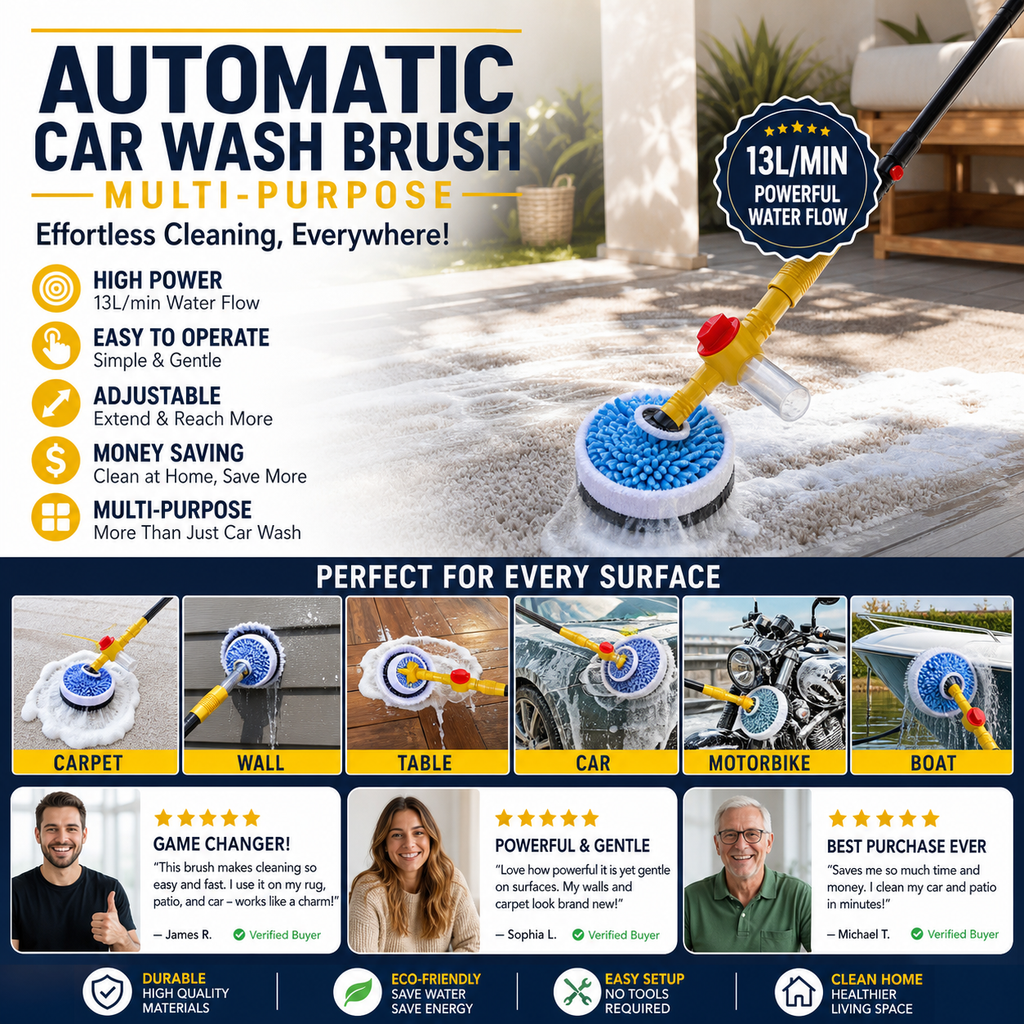 Brosse multifonctionnelle – Rotation automatique, 5 réglages et polyvalente. Pour une propreté éclatante, procurez-vous la vôtre !