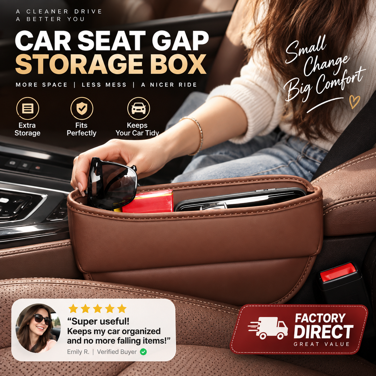 Boîte de rangement pour interstice de siège de voiture, Boîte de rangement multifonctionnelle pour interstice de siège, Bande de rangement pour siège de voiture et console centrale