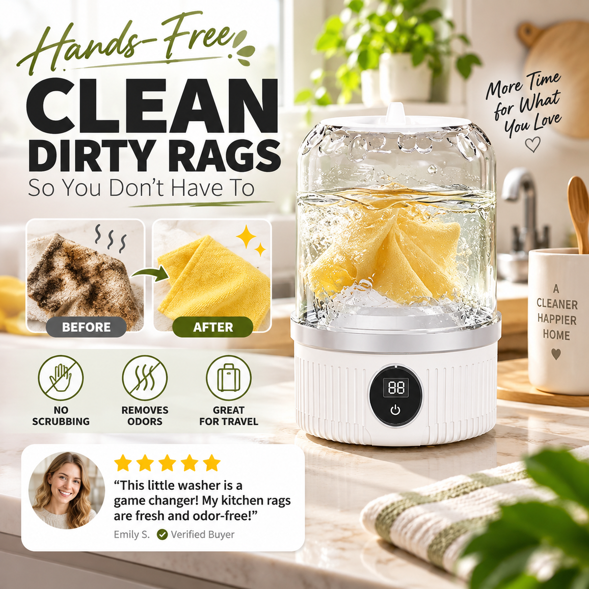 Libérez vos mains Mini machine à laver à chargement sans fil