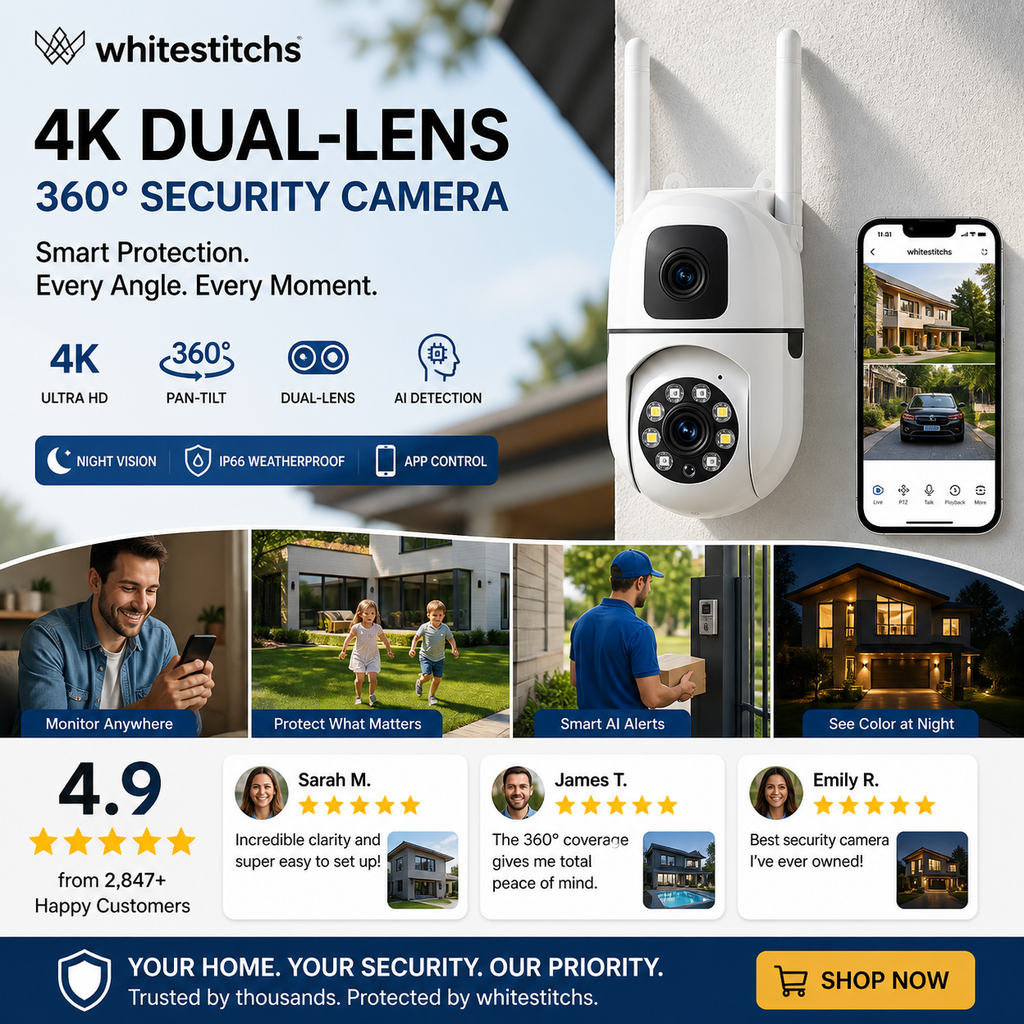 Caméra de sécurité WiFi extérieure à double objectif 4K Pan & Tilt 360°