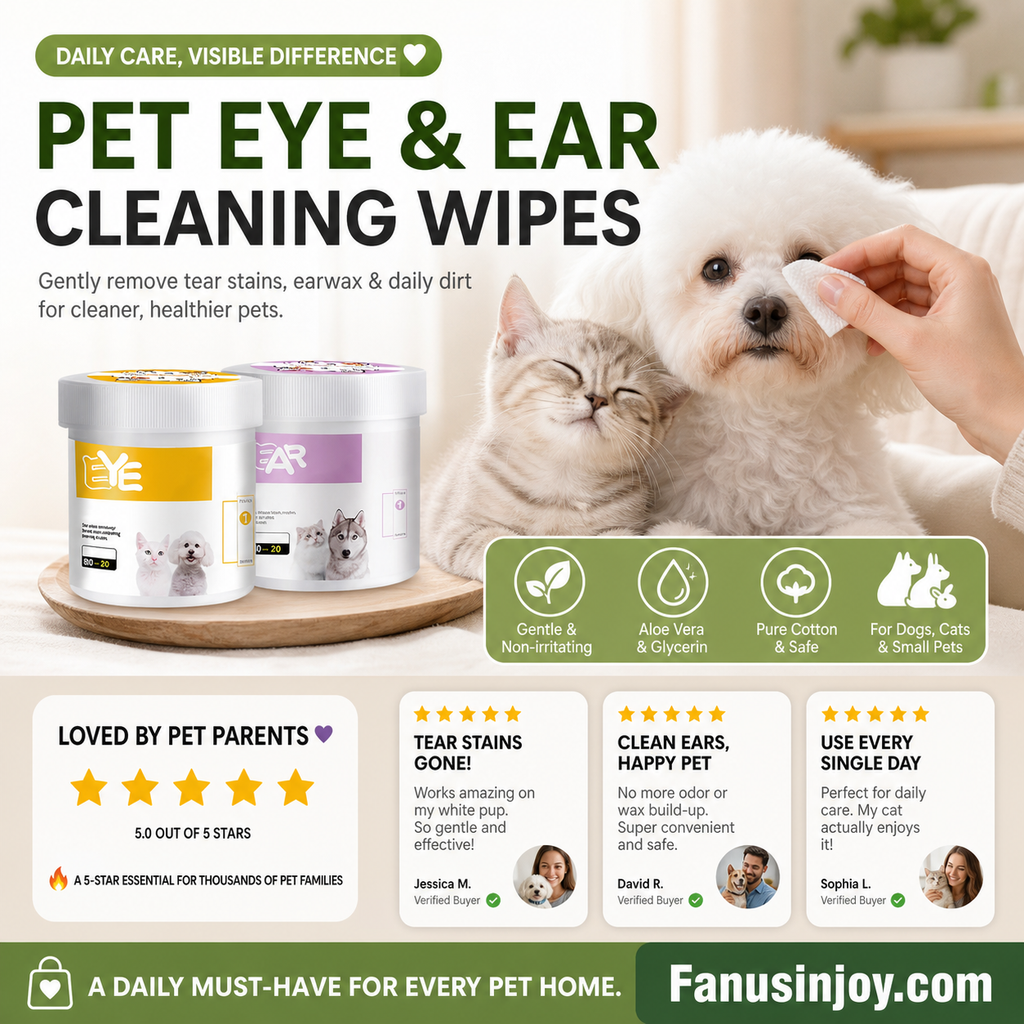 Surprise ! Garder votre ami à quatre pattes propre est essentiel ! Lingettes nettoyantes naturelles à base de plantes pour les yeux et les oreilles des animaux.