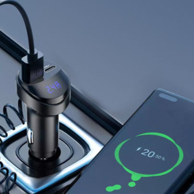 Chargeur de voiture à charge rapide Pxcxu avec câble de charge 3-en-1