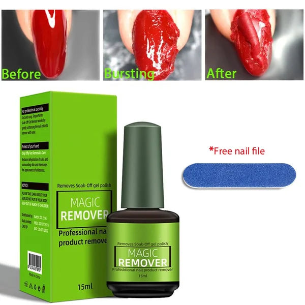 Dissolvant gel magique – action rapide, doux pour les ongles. Élimine le vernis semi-permanent instantanément.