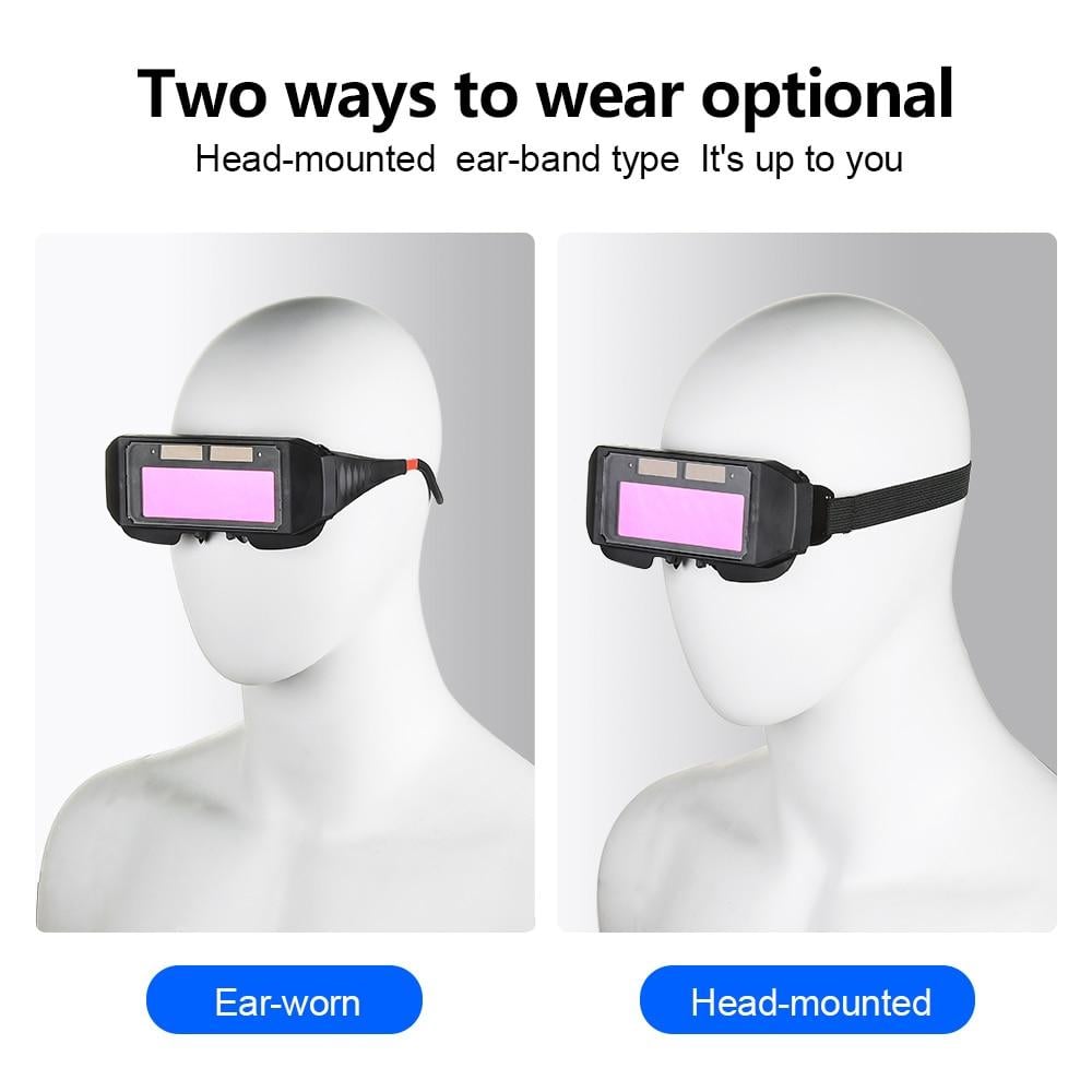 Lunettes de soudage auto-obscurcissantes – Alimentées par énergie solaire, protection UV/IR, monture ajustable