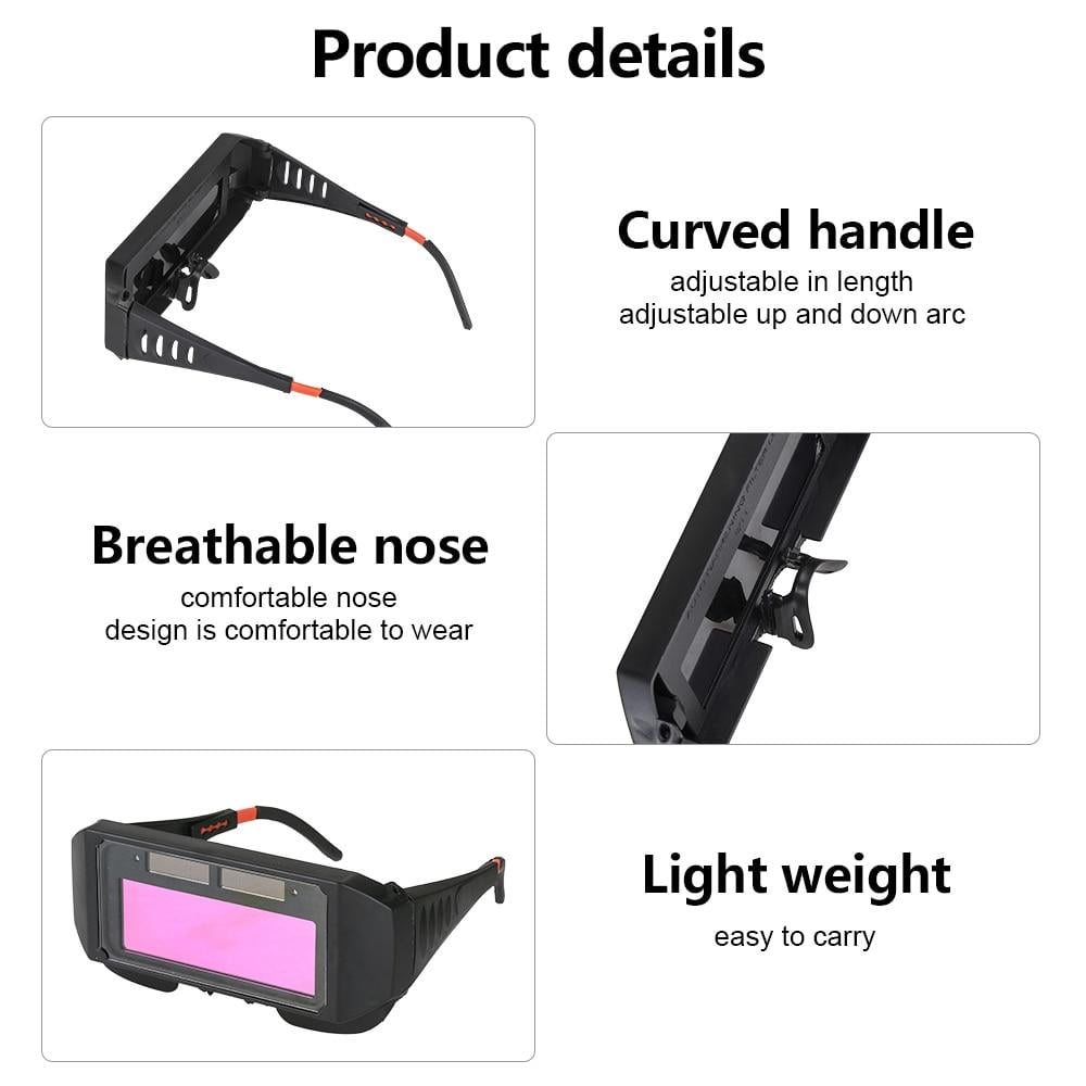 Lunettes de soudage auto-obscurcissantes – Alimentées par énergie solaire, protection UV/IR, monture ajustable
