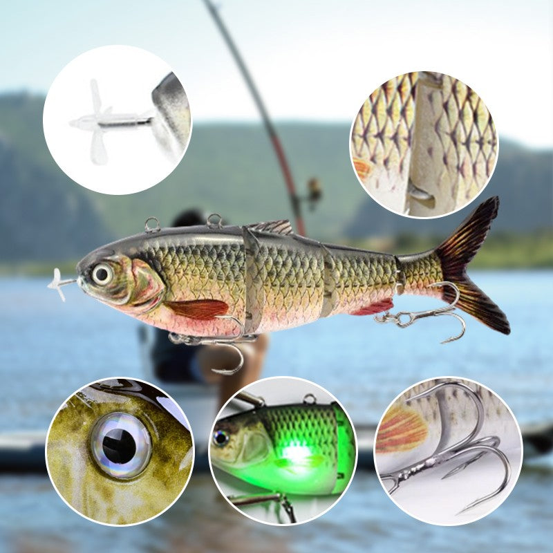 Leurre de pêche robotique multi-articulé avec LED