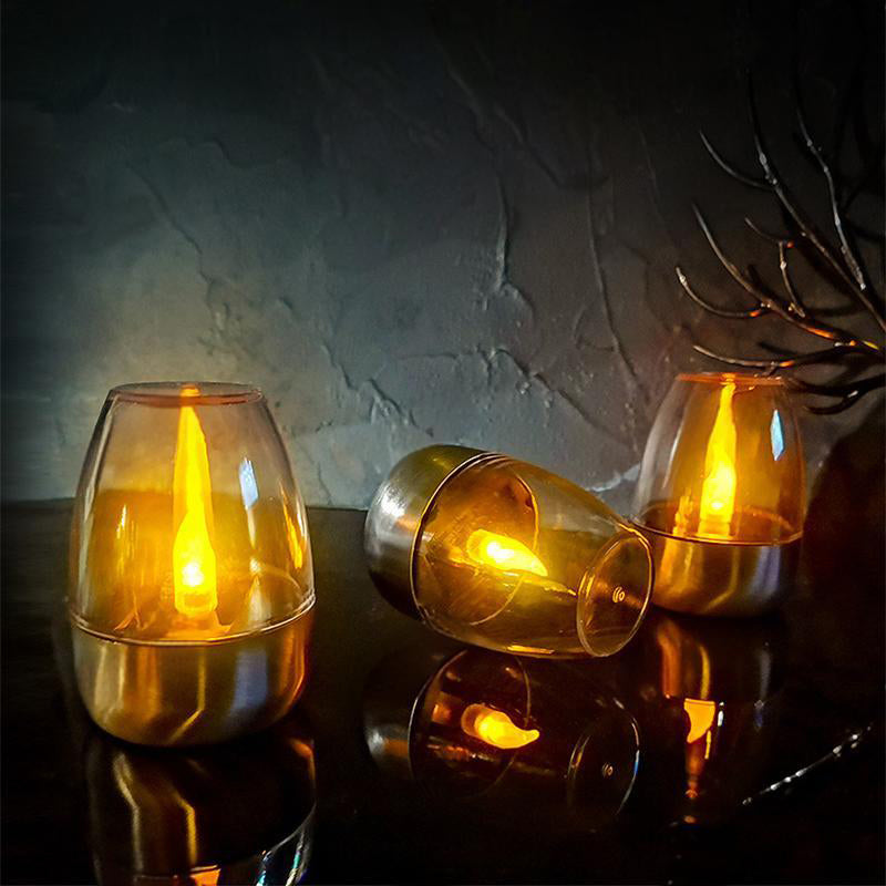 Lot de 6 lampes de table solaires à LED – Sans flamme et étanches, allumage/extinction automatique avec capteur crépusculaire pour jardin et fête