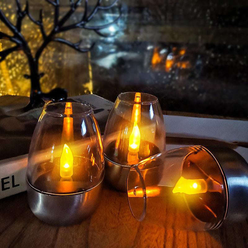 Lot de 6 lampes de table solaires à LED – Sans flamme et étanches, allumage/extinction automatique avec capteur crépusculaire pour jardin et fête