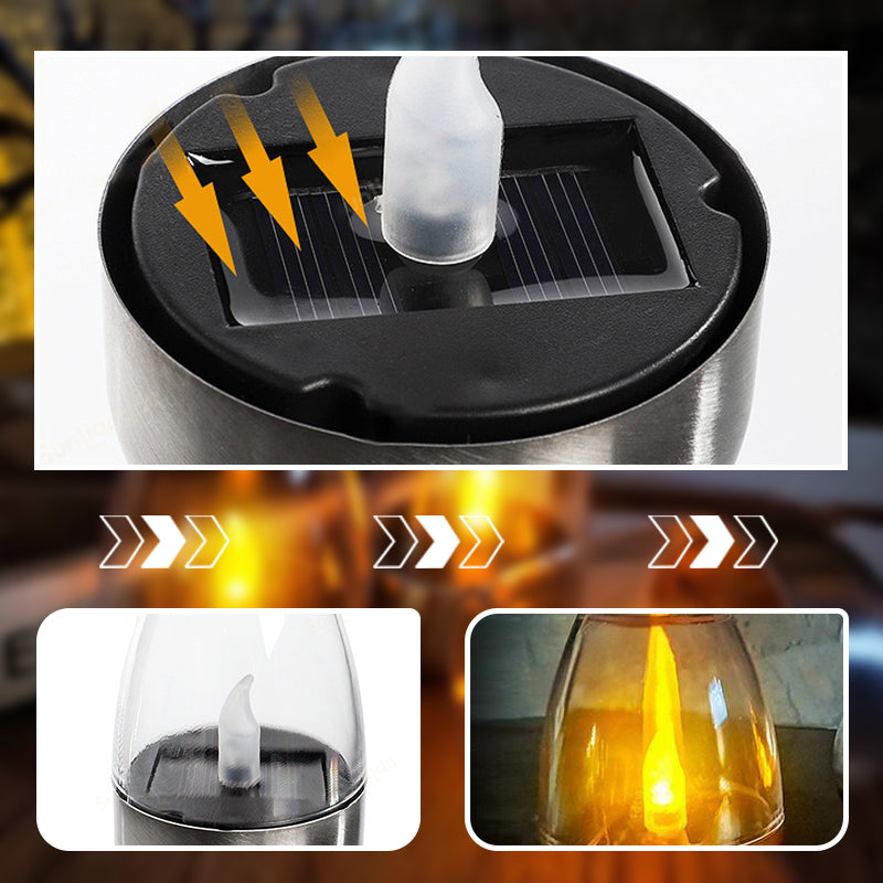 Lot de 6 lampes de table solaires à LED – Sans flamme et étanches, allumage/extinction automatique avec capteur crépusculaire pour jardin et fête