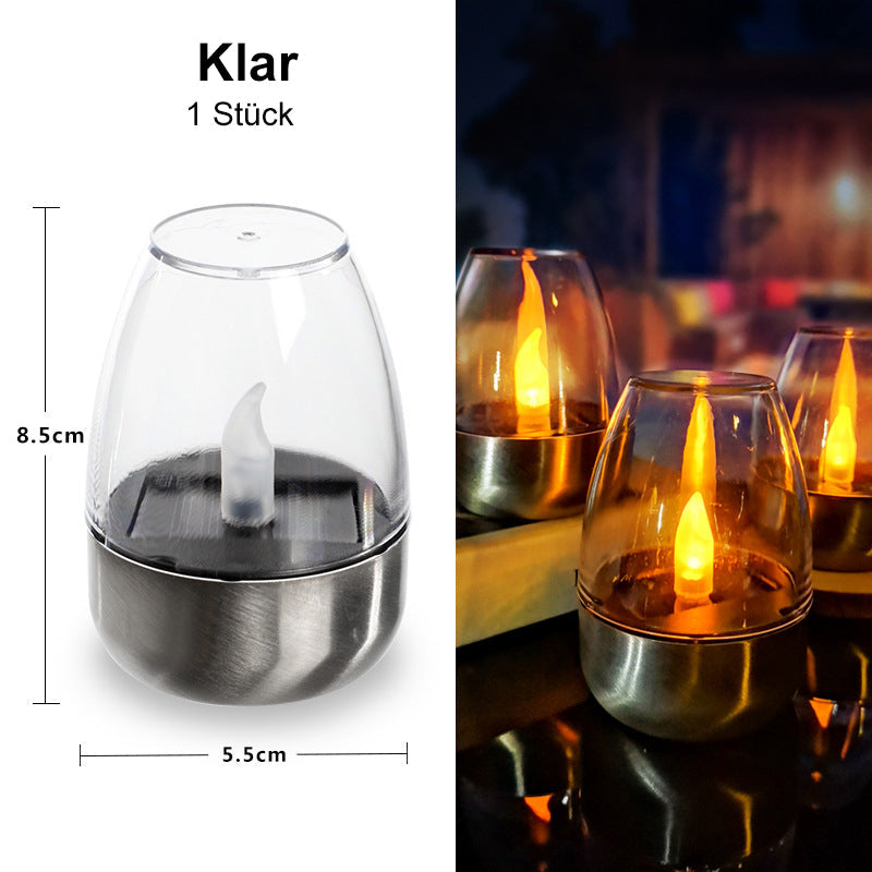Lot de 6 lampes de table solaires à LED – Sans flamme et étanches, allumage/extinction automatique avec capteur crépusculaire pour jardin et fête