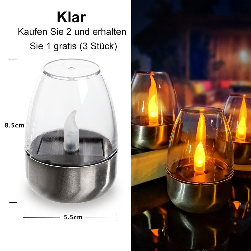 Lot de 6 lampes de table solaires à LED – Sans flamme et étanches, allumage/extinction automatique avec capteur crépusculaire pour jardin et fête