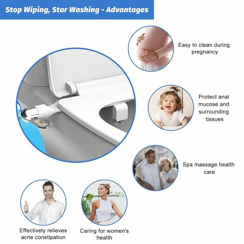 Bidet non électrique pour salle de bain avec double tête de pulvérisation, nettoyeur de toilettes, bidet hygiénique autonettoyant