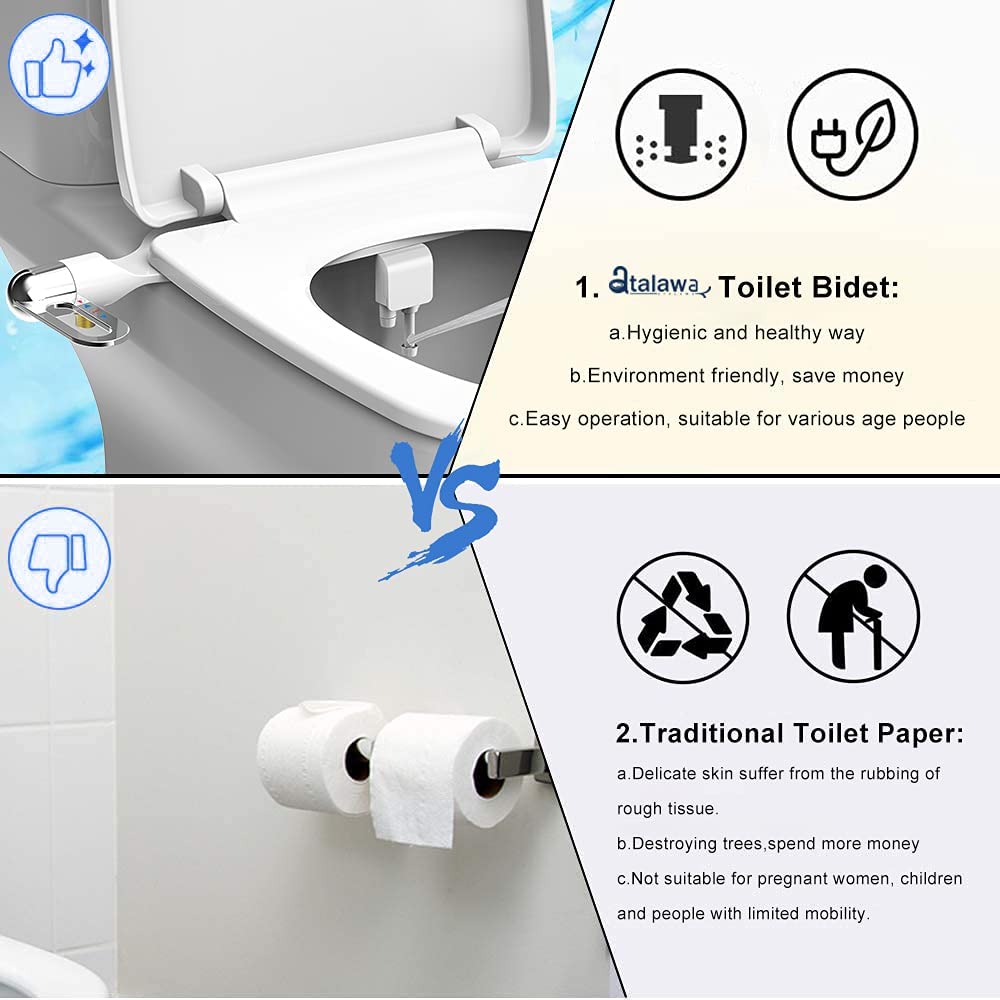 Bidet non électrique pour salle de bain avec double tête de pulvérisation, nettoyeur de toilettes, bidet hygiénique autonettoyant
