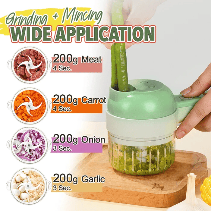 Kit de découpe de légumes 4-en-1 manuel et électrique
Robot culinaire multifonction sans fil