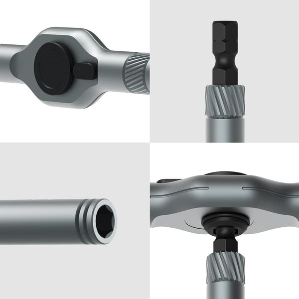 Tournevis à cliquet 24-en-1 – Compact, magnétique, 24 embouts, aluminium