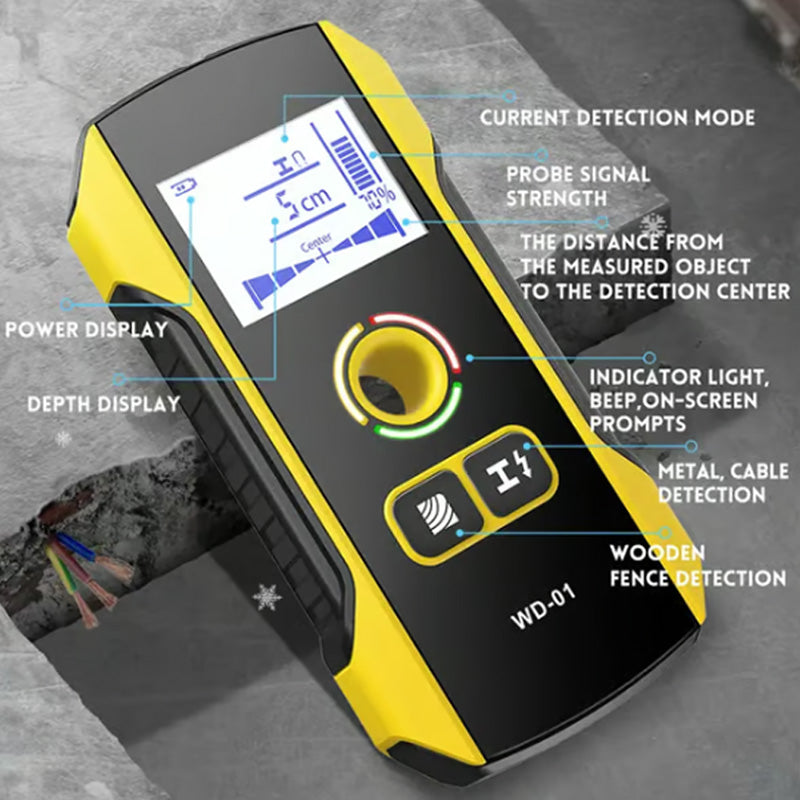 Détecteur de montants 6-en-1 avec écran LCD, calibrage automatique et batterie rechargeable