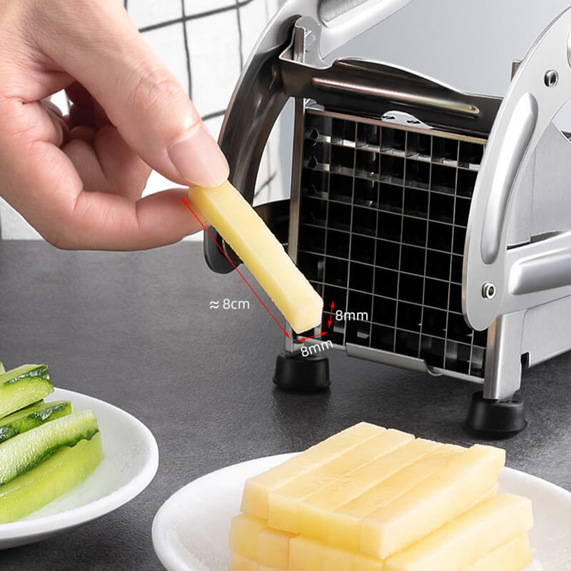 Coupe-pommes de terre et légumes en acier inoxydable | Base à forte ventouse, utilisation à une main