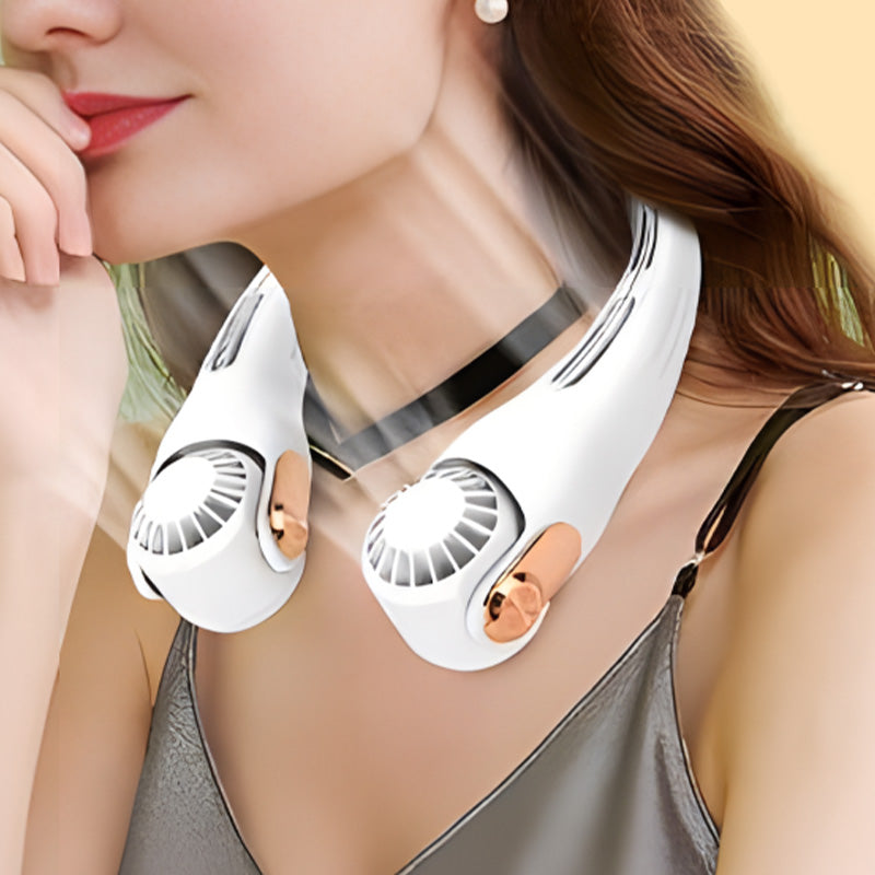 Ventilateur de cou portable – Ultra-silencieux, rotation à 360°, 3 vitesses. Refroidissement mains libres, longue autonomie de batterie. L'indispensable de l'été !