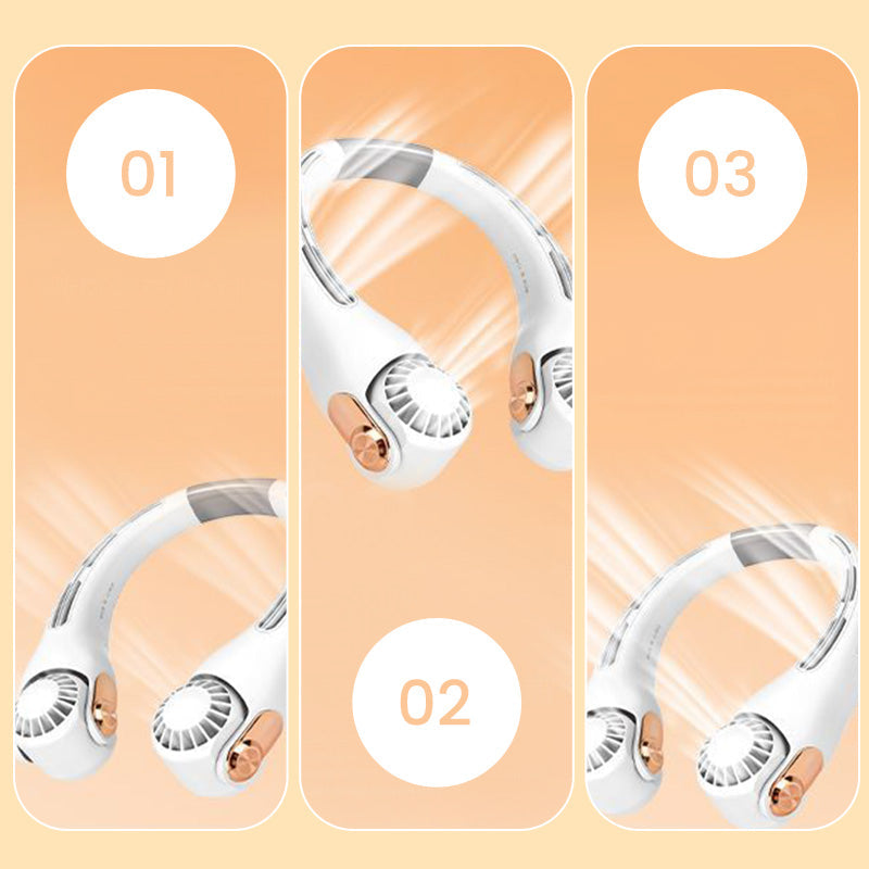 Ventilateur de cou portable – Ultra-silencieux, rotation à 360°, 3 vitesses. Refroidissement mains libres, longue autonomie de batterie. L'indispensable de l'été !