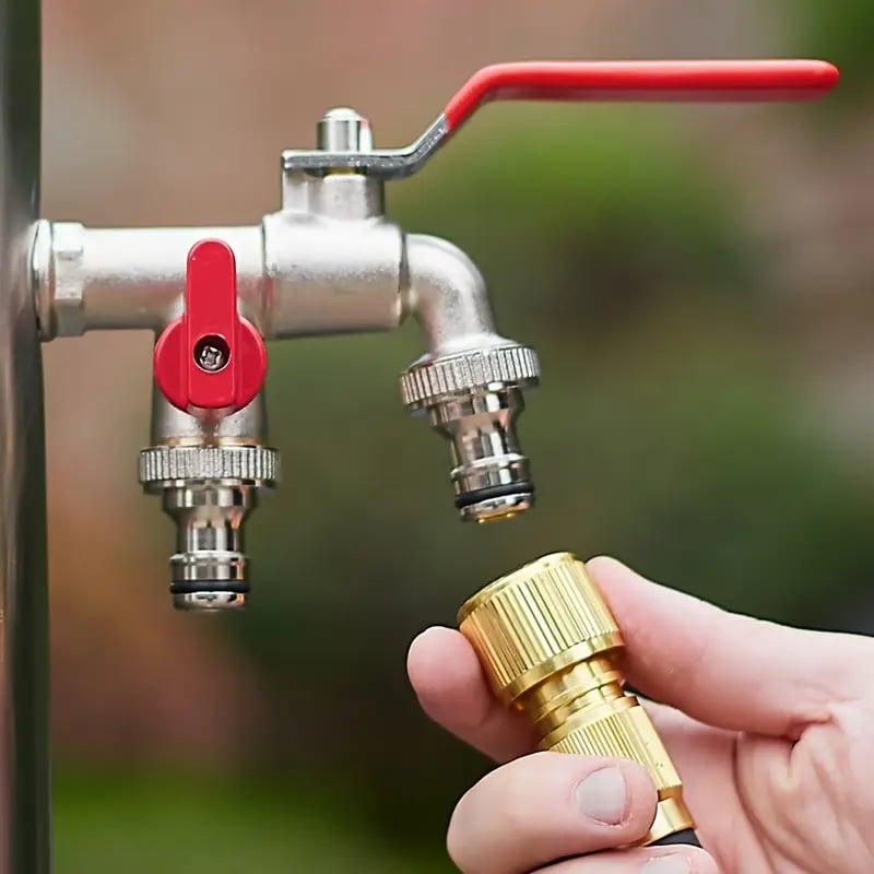 Robinet de jardin universel à double sortie en acier inoxydable – Vannes indépendantes, robuste et facile à installer