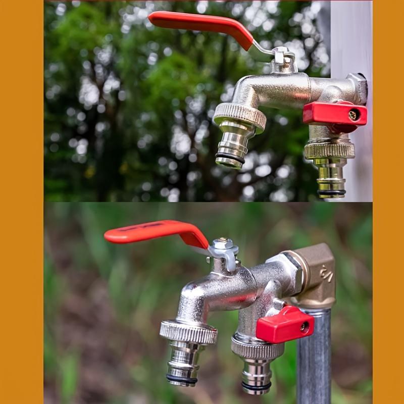 Robinet de jardin universel à double sortie en acier inoxydable – Vannes indépendantes, robuste et facile à installer