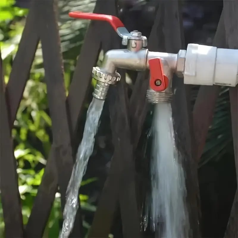 Robinet de jardin universel à double sortie en acier inoxydable – Vannes indépendantes, robuste et facile à installer