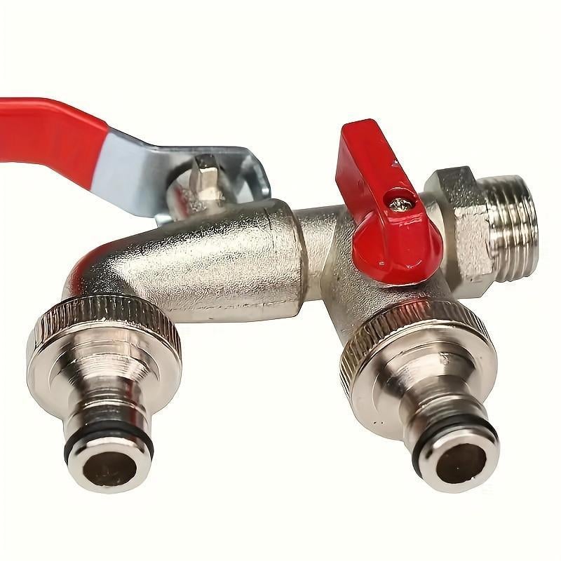 Robinet de jardin universel à double sortie en acier inoxydable – Vannes indépendantes, robuste et facile à installer