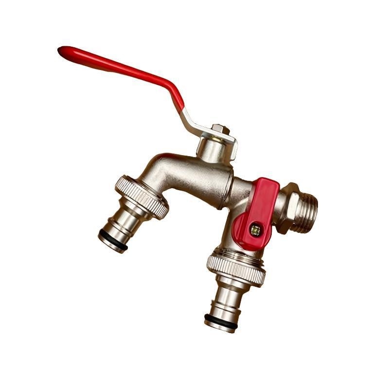 Robinet de jardin universel à double sortie en acier inoxydable – Vannes indépendantes, robuste et facile à installer