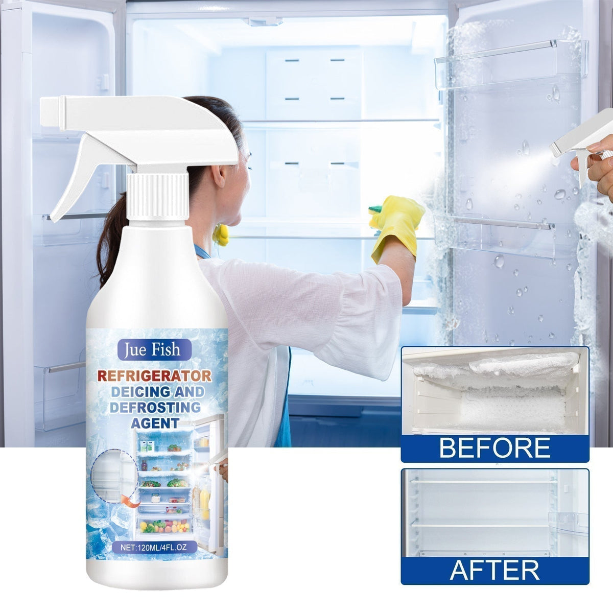Spray dégivrant pour réfrigérateur-congélateur (Spatule offerte)