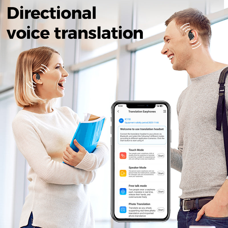 Écouteurs de traduction Ki – Traduction en temps réel dans 134 langues avec application, Bluetooth 6.0, écouteurs sans fil pour la musique et les appels, étanches IPX5