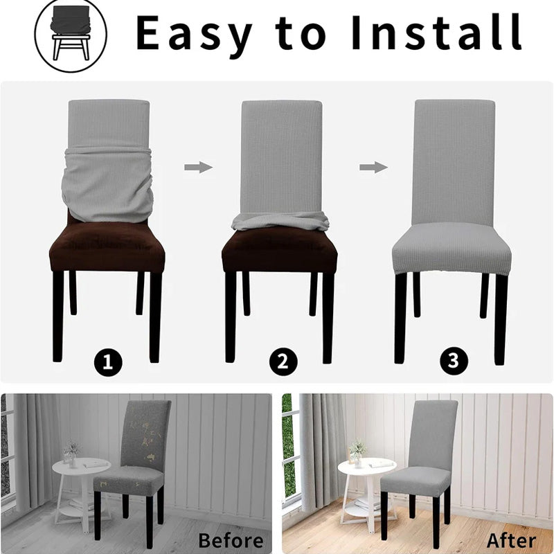 Rafraîchissez n'importe quelle chaise instantanément ! Housse monopièce extensible antidérapante