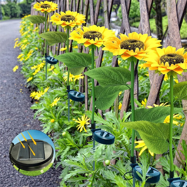 Lampes solaires Tournesol – Allumage/Extinction automatique, 14h d'éclairage, Étanchéité IP65