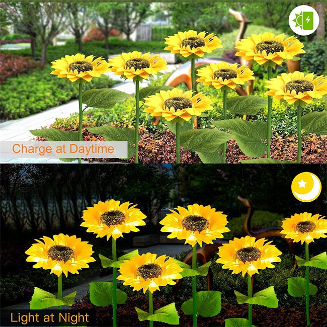 Lampes solaires Tournesol – Allumage/Extinction automatique, 14h d'éclairage, Étanchéité IP65