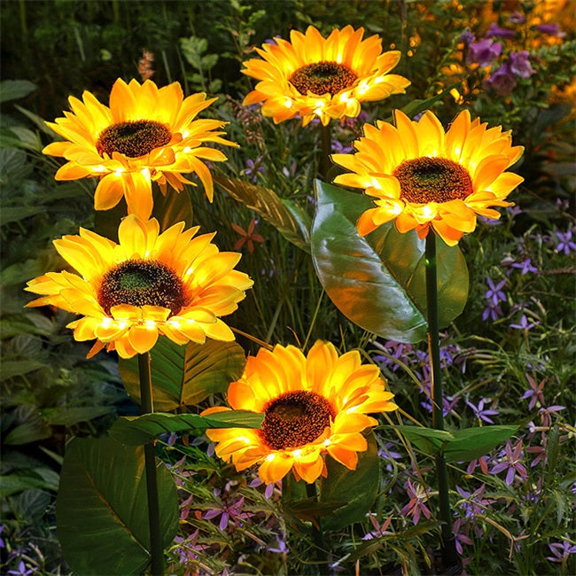Lampes solaires Tournesol – Allumage/Extinction automatique, 14h d'éclairage, Étanchéité IP65