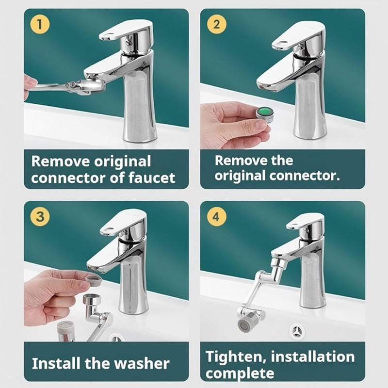Adaptateur de robinet rotatif universel et anti-éclaboussures 1440°