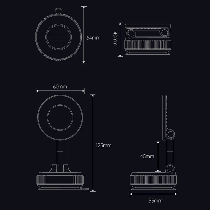 Support magnétique pliable – Fixation stable, design compact et rotation à 360°