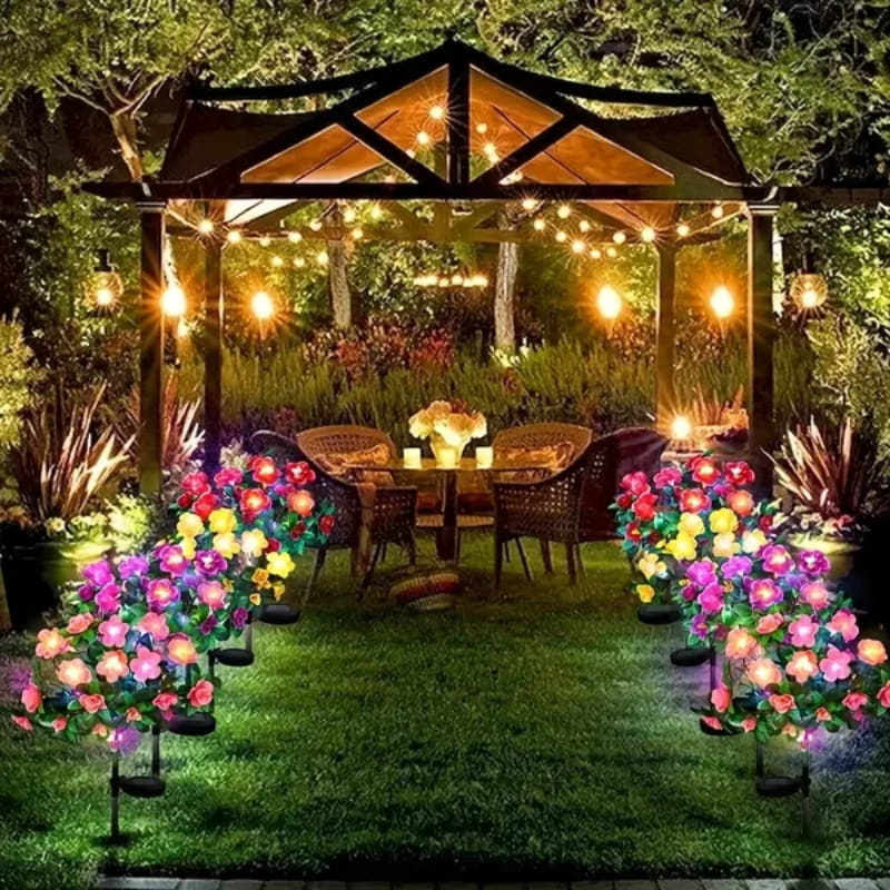 Piquet solaire de jardin en forme de fleur d'azalée artificielle