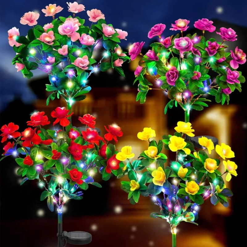 Piquet solaire de jardin en forme de fleur d'azalée artificielle