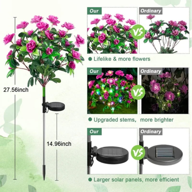 Piquet solaire de jardin en forme de fleur d'azalée artificielle
