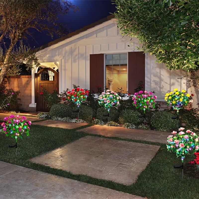 Piquet solaire de jardin en forme de fleur d'azalée artificielle