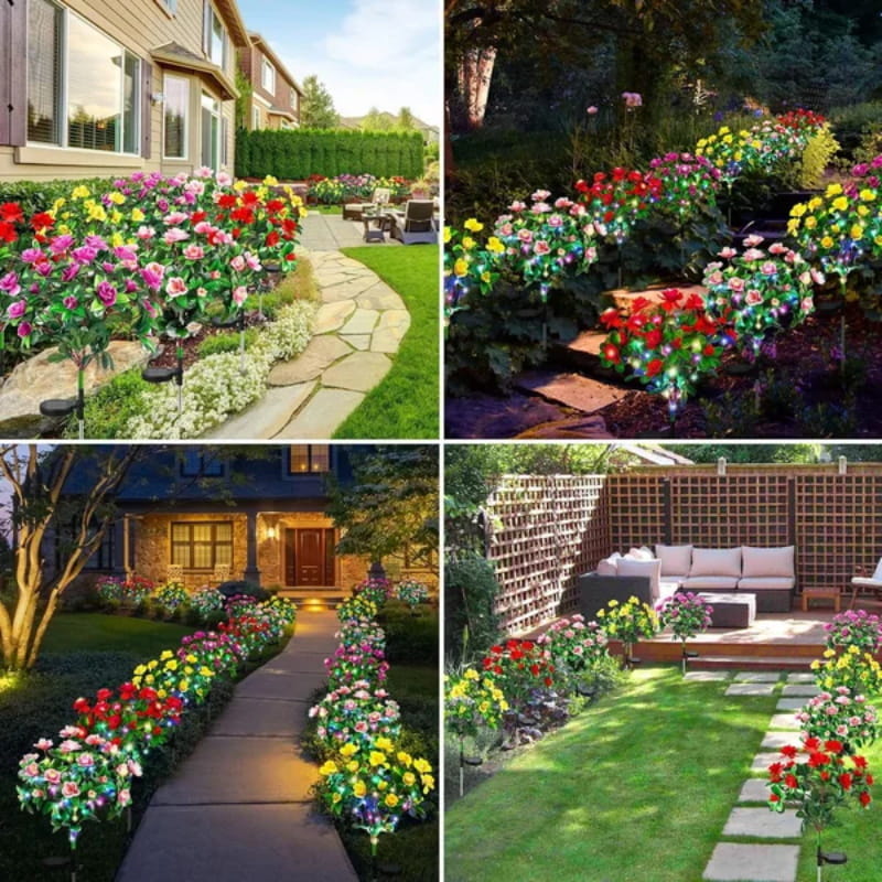 Piquet solaire de jardin en forme de fleur d'azalée artificielle