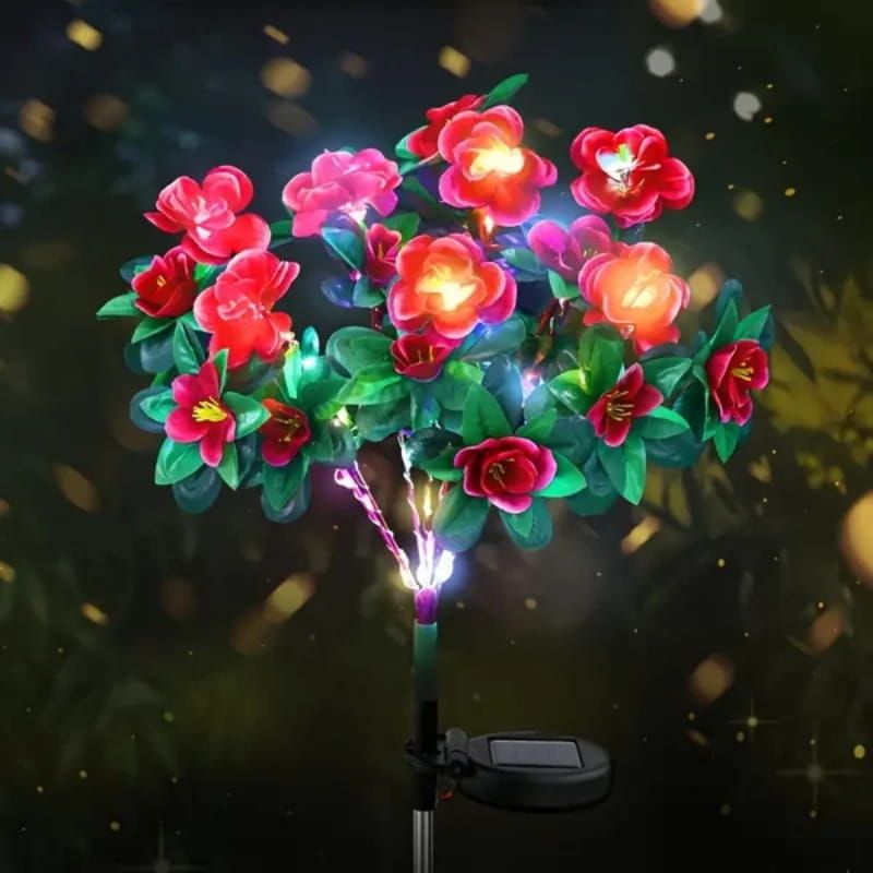 Piquet solaire de jardin en forme de fleur d'azalée artificielle
