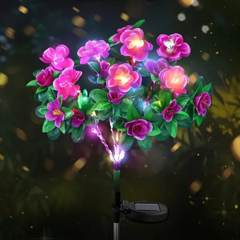 Piquet solaire de jardin en forme de fleur d'azalée artificielle