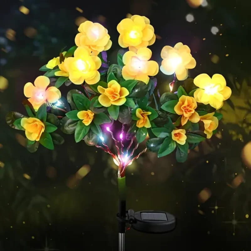 Piquet solaire de jardin en forme de fleur d'azalée artificielle