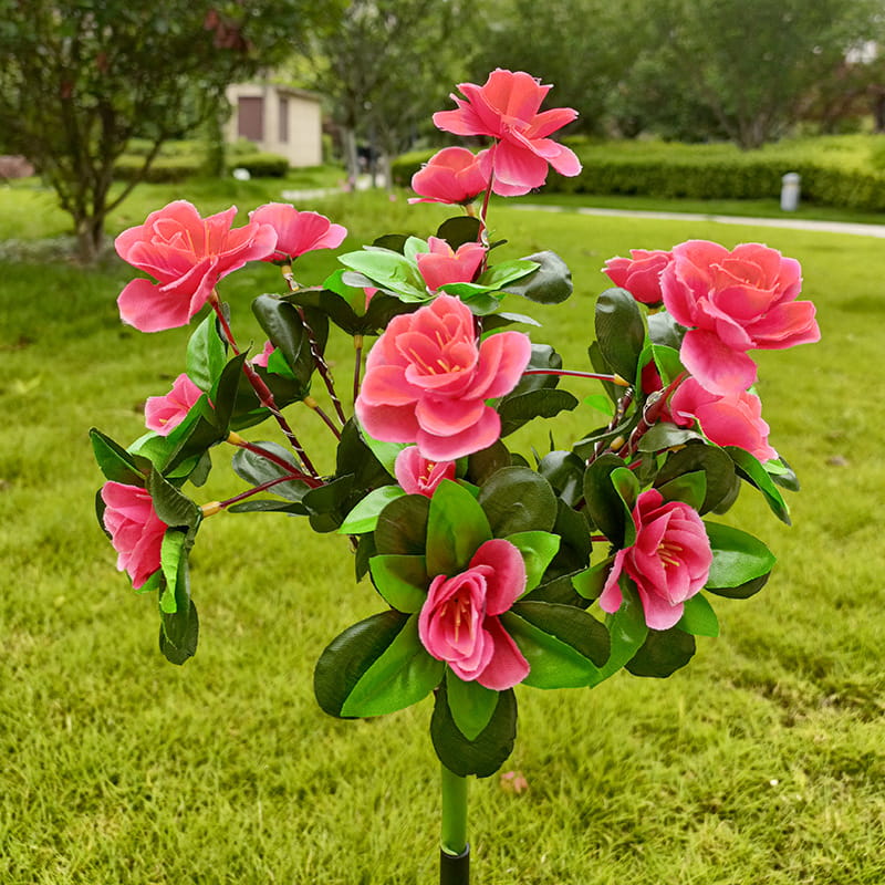 Piquet solaire de jardin en forme de fleur d'azalée artificielle