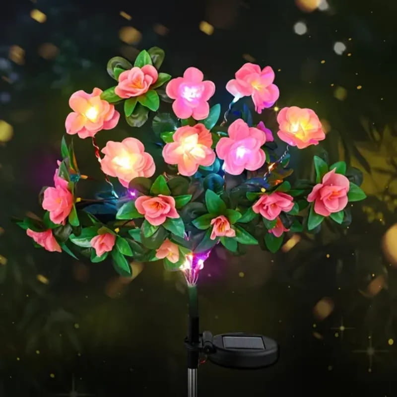 Piquet solaire de jardin en forme de fleur d'azalée artificielle