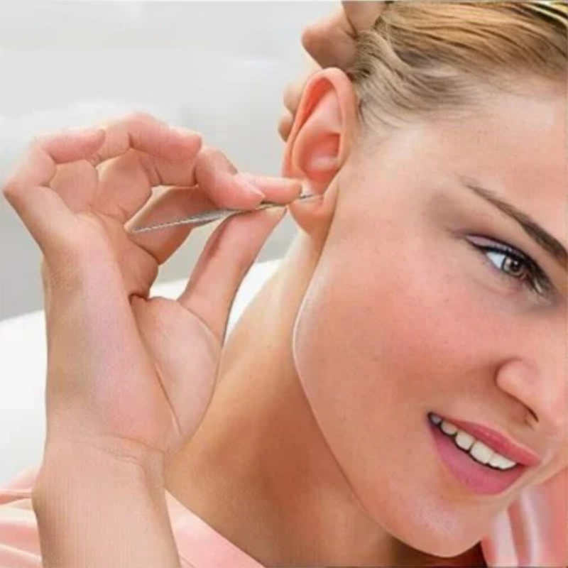 Kit de perçage d'oreille portable 6 pièces en acier inoxydable - Outil de nettoyage d'oreille en spirale