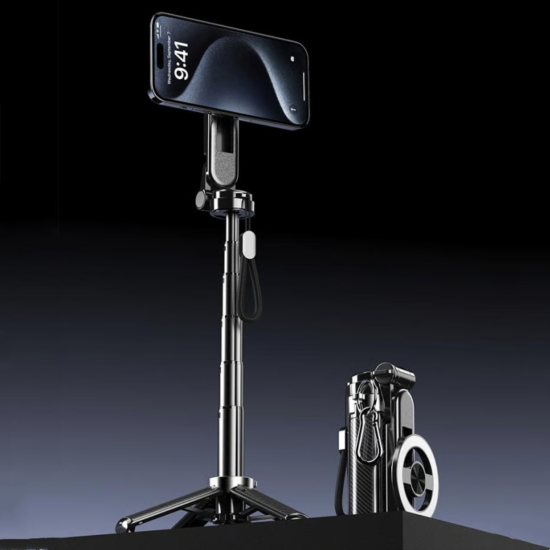 Perche à selfie magnétique multifonctionnelle 4-en-1 avec rotation à 360°