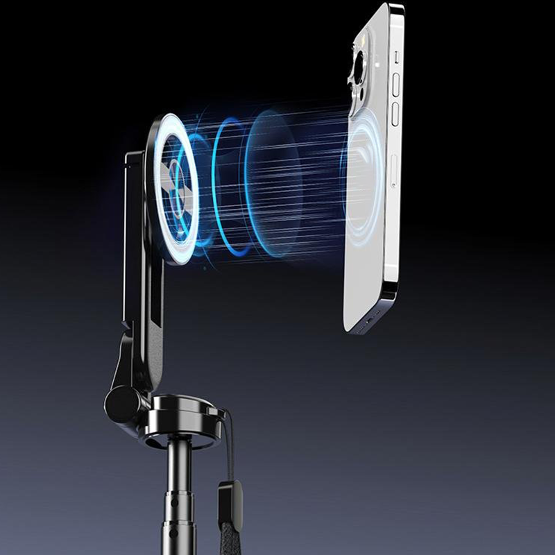 Perche à selfie magnétique multifonctionnelle 4-en-1 avec rotation à 360°